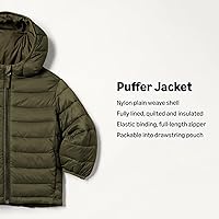 Vista 2 de Yaxa Essentials Chaqueta acolchada con capucha ligera y resistente al agua para niños y niños pequeños, con aislamiento