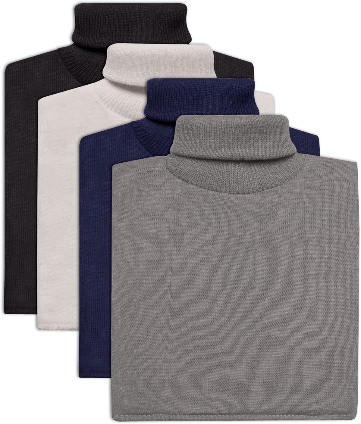 Hampton Direct Unisex Faux Turtleneck Dickies Dickie Collar Set of 4 - XL/Plus Size - Navy/Gray/White/Black