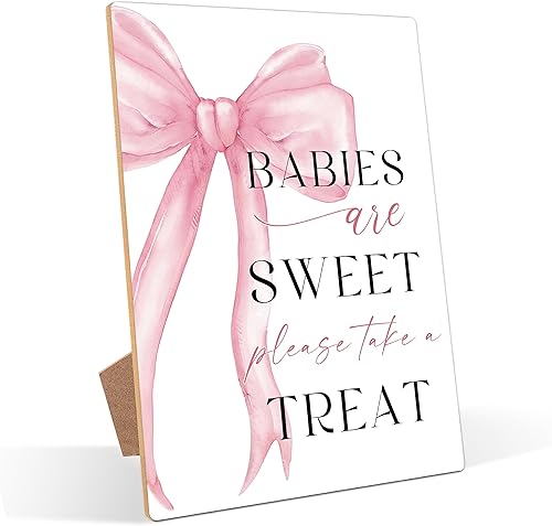 Miniatura 20 de Letrero con temática de lazo rosa Please Take One, decoraciones de despedida de soltera rosa, letreros de boda para recepción, decoración de mesa