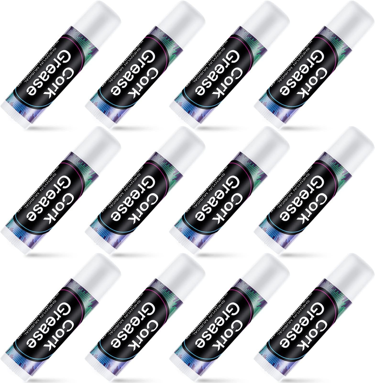 Nuanchu 12 Pieces Cork Grease for Saxophone Clarinet Cork Grease Flute Grease Lubricant Tube Cleaning and Care Product for Saxophone Clarinet Flute Supplies