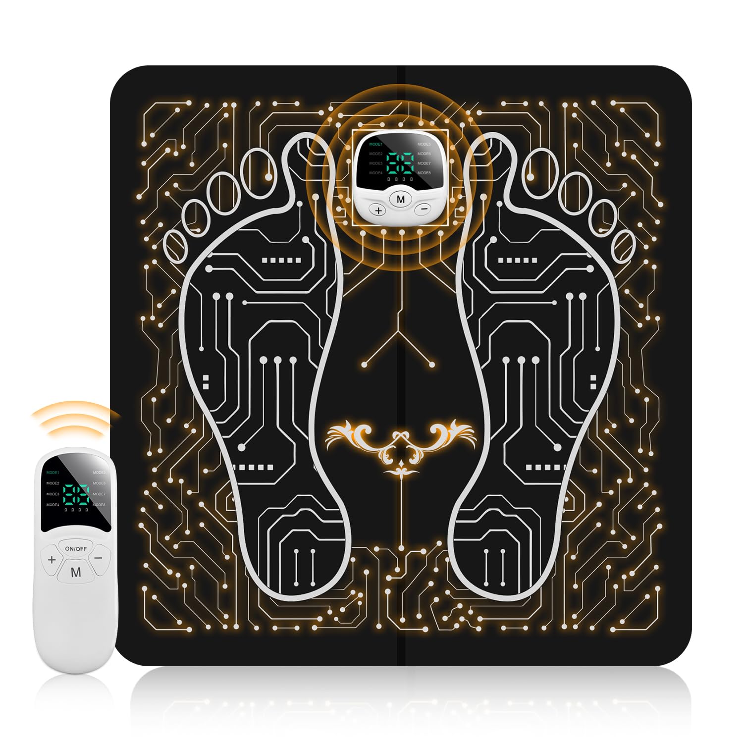EMS Foot Massager for Pain Relief and Relaxing with LCD, 10 Modes 30 Intensities Rechargeable Muscle Stimulatior Feet Massage Mat for Adults-image-36