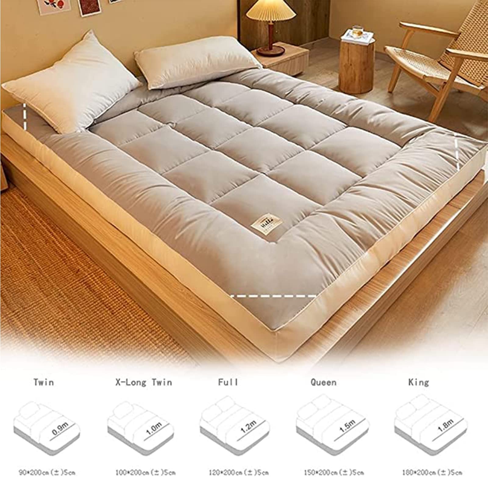 Japanische Bodenmatratze Dicke Futon Matratze dicke Tatami-Matte Liegenunterlage Faltbare Rollmatratze Jungen Mädchen Schlafsaal Matratzen,A,180x200cm
