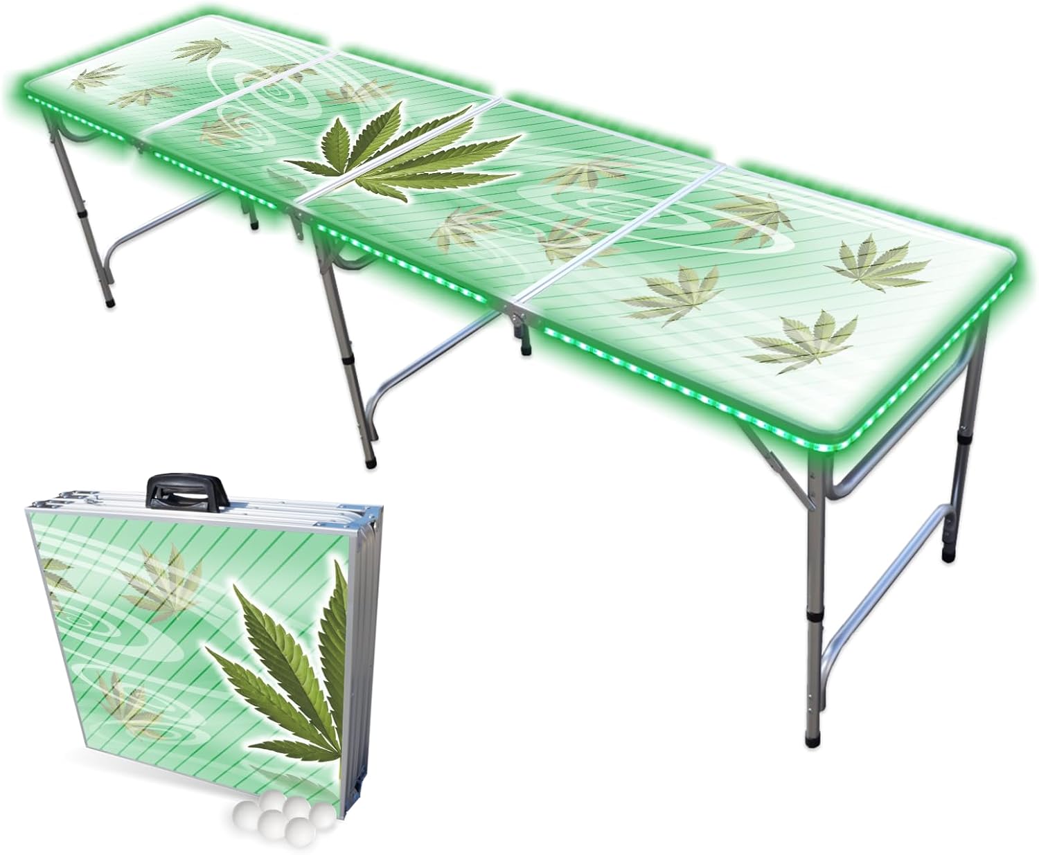 PARTYPONG 8-Foot Folding Beer Pong Table - High Times Edition (Base Model)