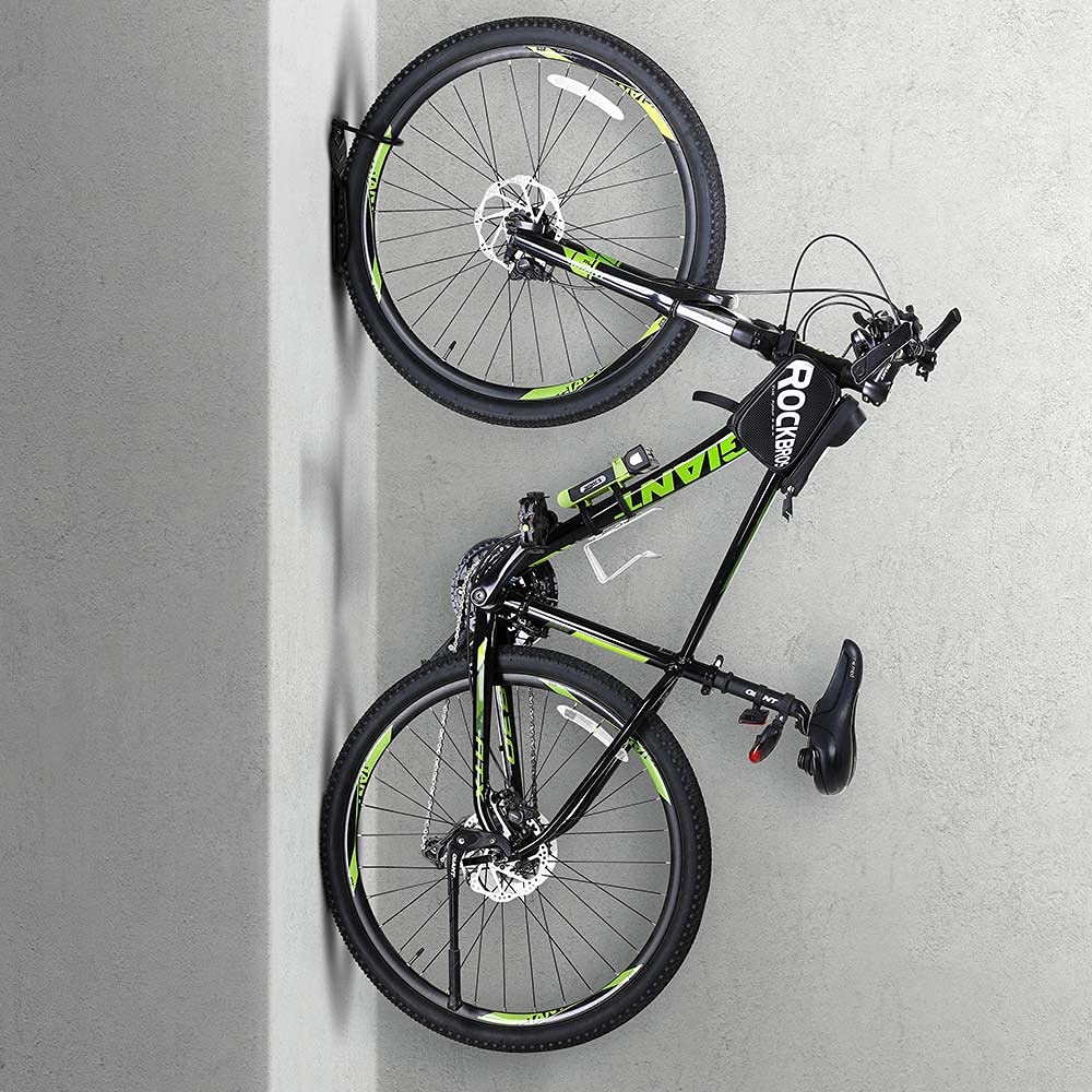 Bakaji Set 2 Staffe Ganci Porta Bicicletta da Parete Pieghevole in Gomma Salvaspazio per Mountain Bike Acciaio