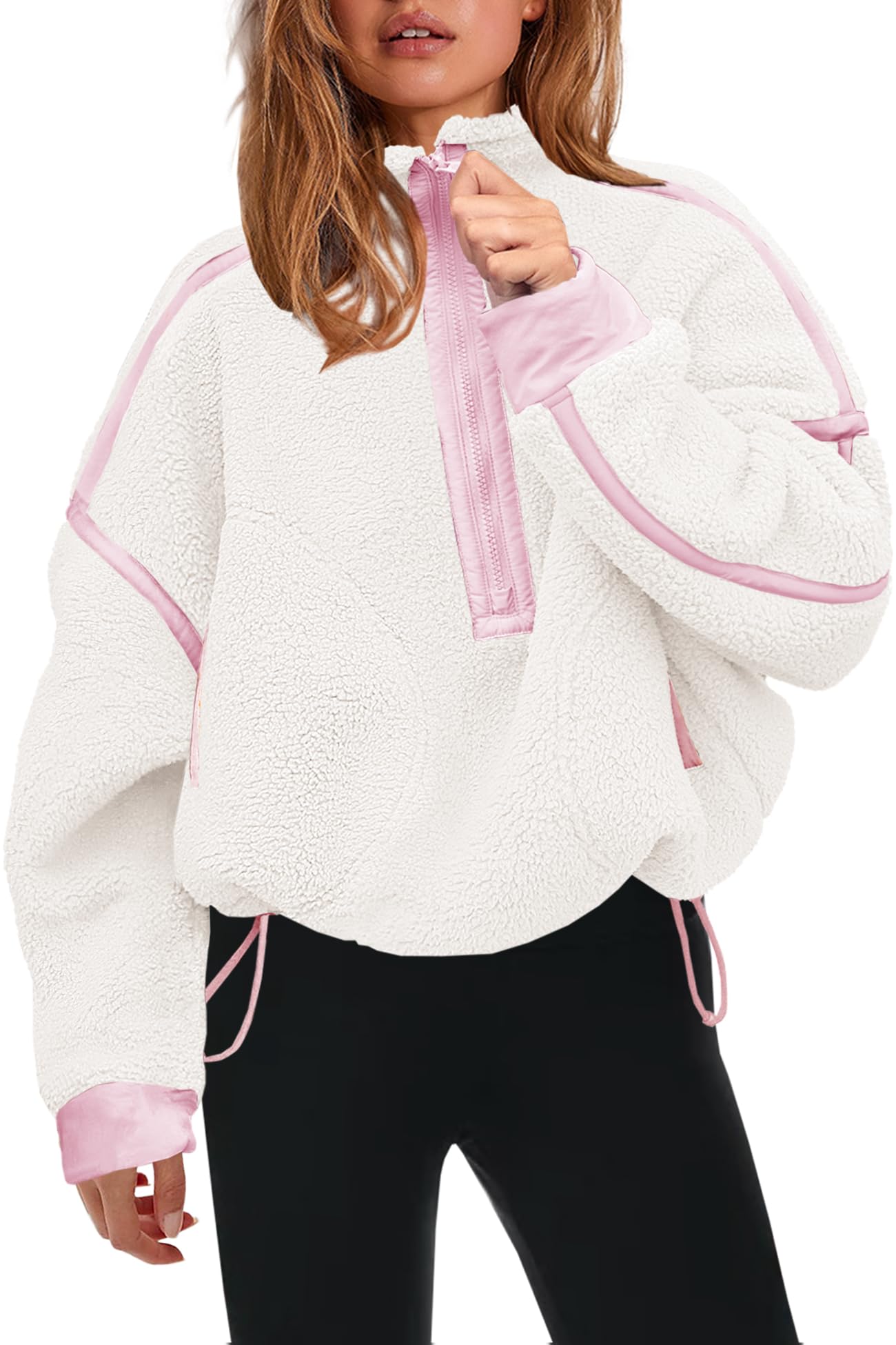Panadila Womens Half Zip Fleece Pullover Sherpa Jacket