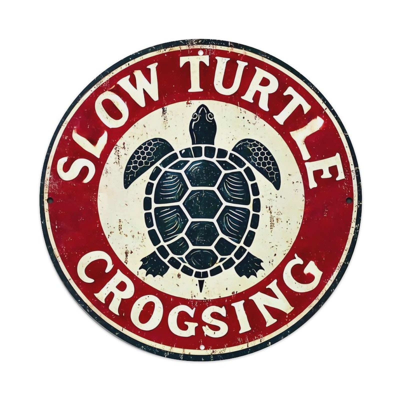 Slow Turtle Crossing Sign Pattern Round Tin Sign Vintage Metal Sign Home Bar Garden Indoor & Outdoor Wall Decor Retro Metal Poster 8x8 Inch
