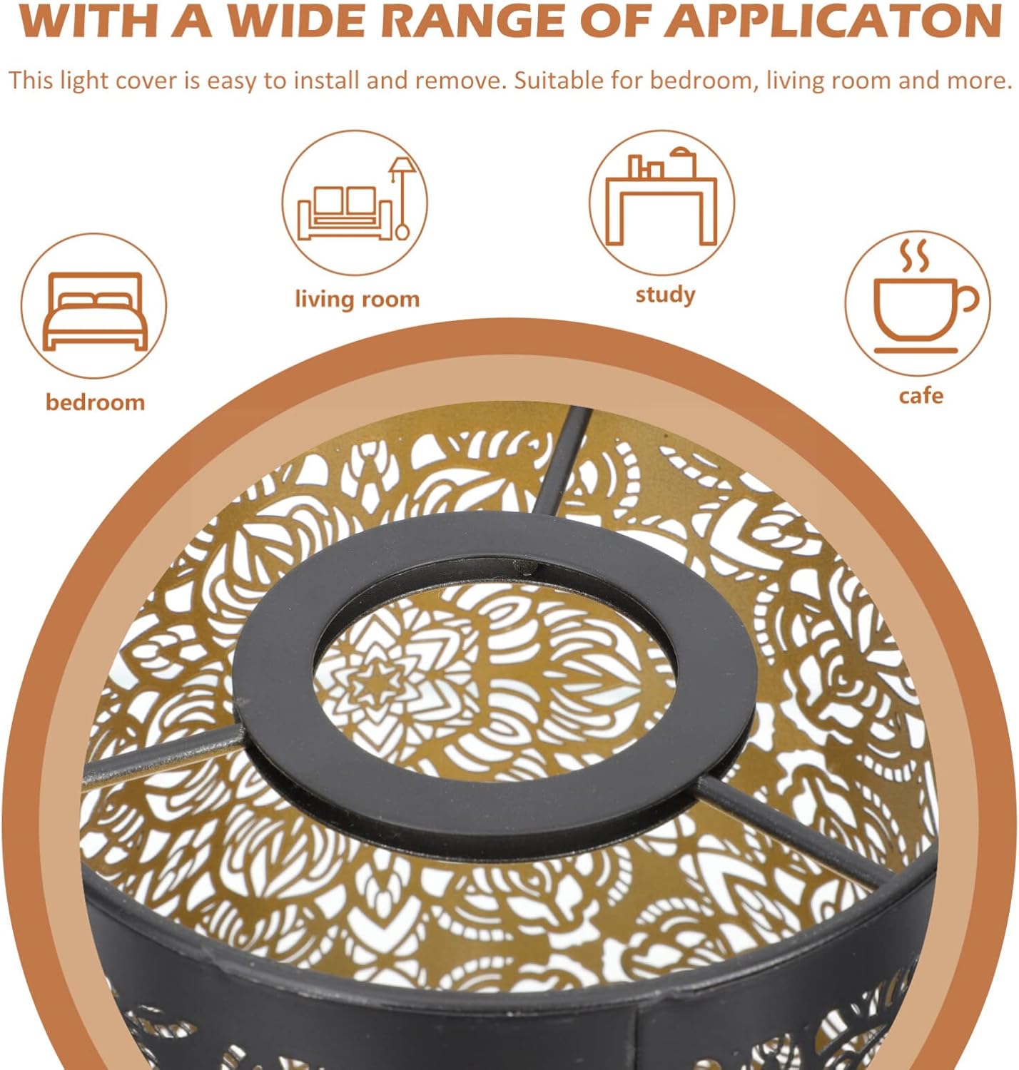 Uonlytech Ceiling Light Fixture 2pcs 2 metal lamp Cover black lamp shade table lamp shades Hollow Carved Lampshade Home Decor