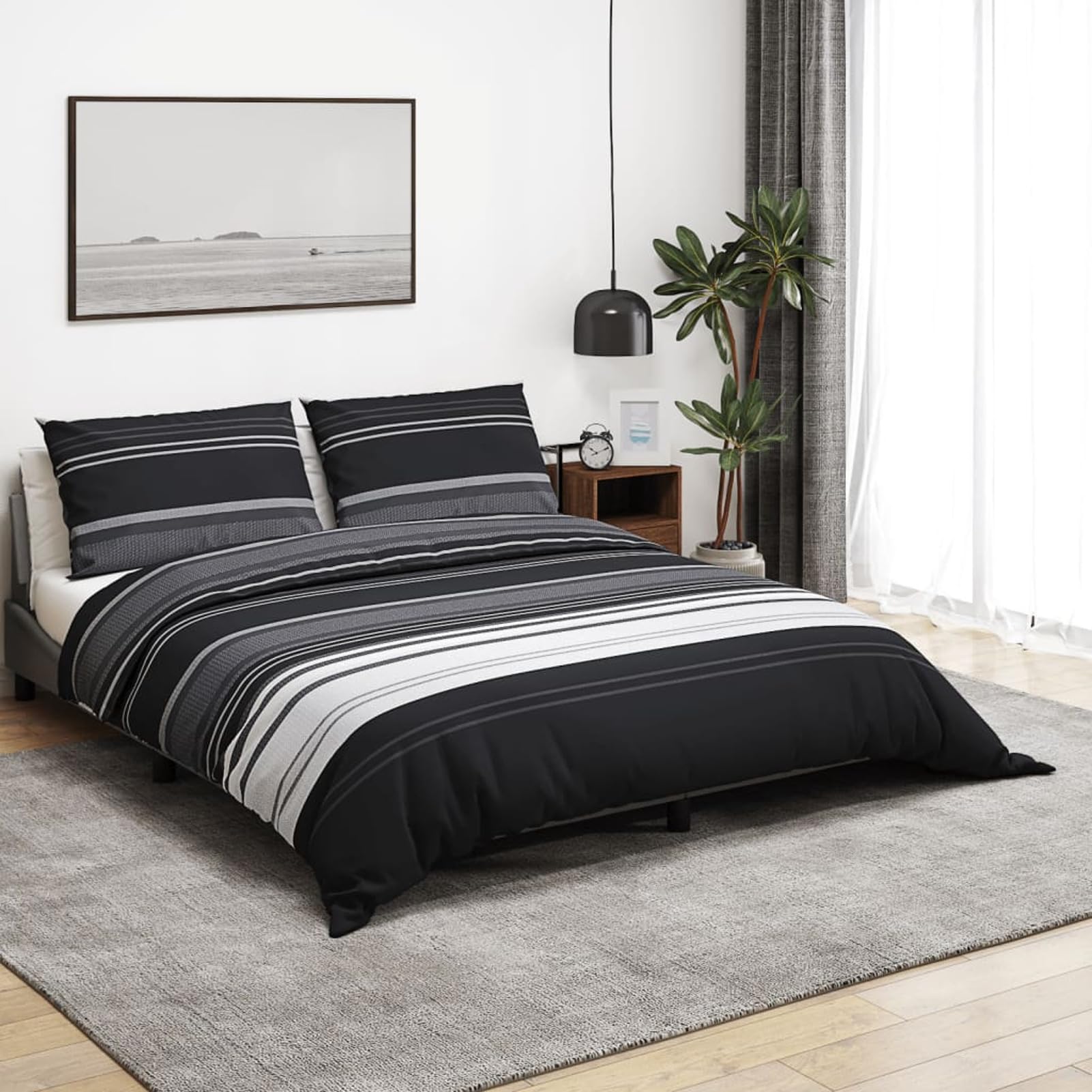 Housse de couette en coton Gecheer 260x220 bicolore anti-plis grand lit