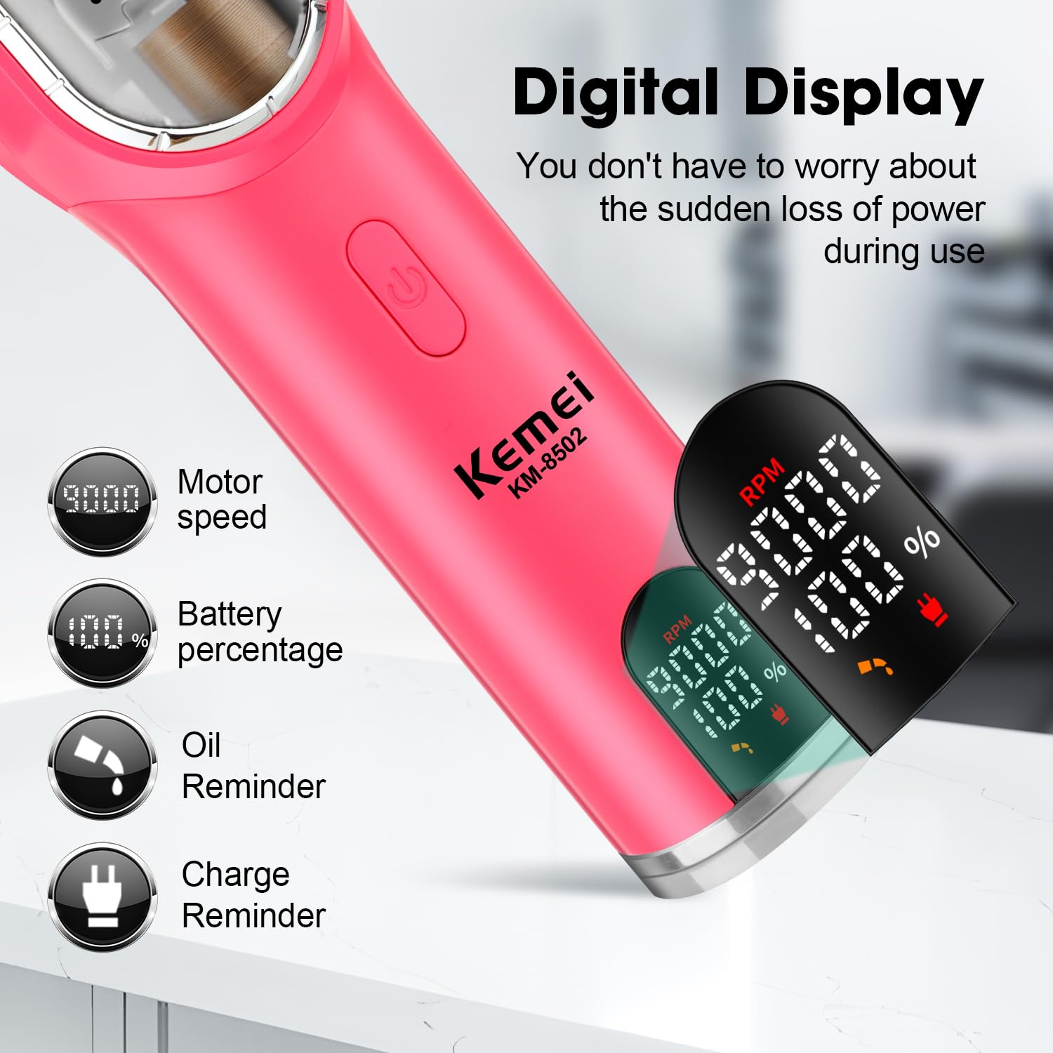 KEMEI 8502 Professionelle Haarschneidemaschinen Set für Männer, Elektrische Schnurlose Haarschneidemaschine Kit, Barber Clipper Trimmer Set, DLC Klingen, 9000 RPM Motor, USB Type-C Wiederaufladbar
