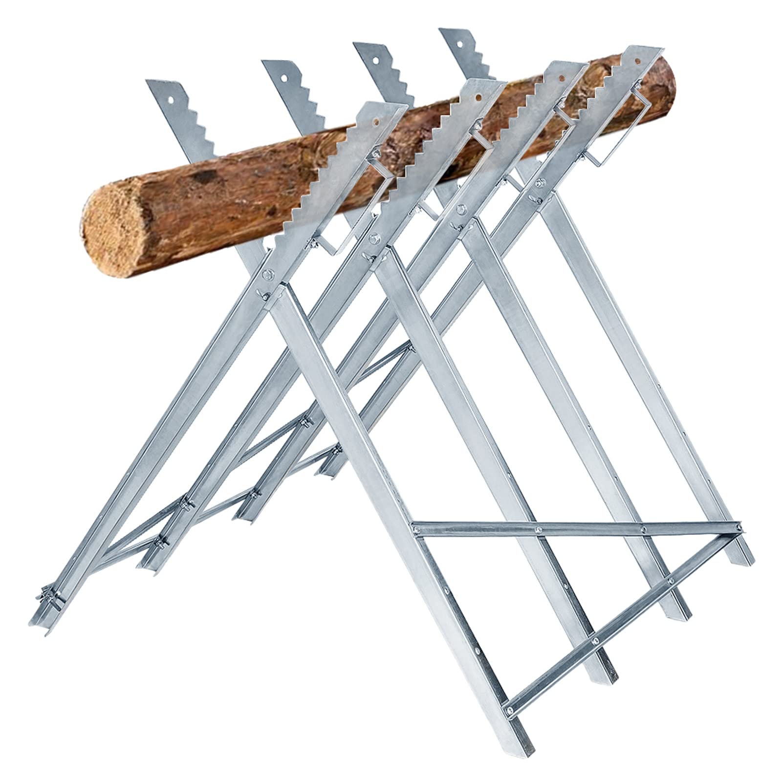 XMTECH Chevalet de Sciage Pliable en Métal - Bosse en Bois, Support pour Tronçonneuses - Capacité de Charge Max. 100 kg - 83 x 83 x 79 cm