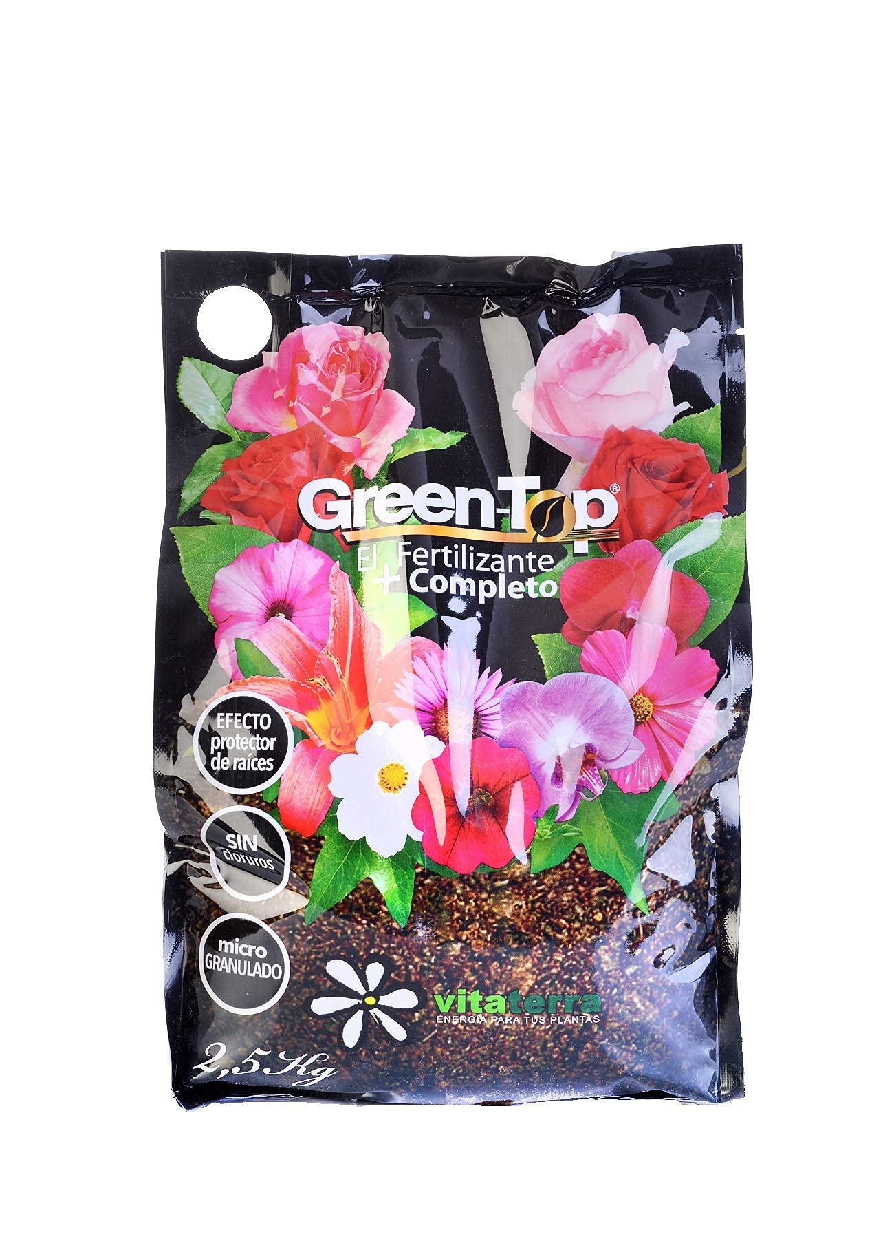 VITATERRA GREENTOP Abono NPK Microgranulado para Abonado de Jardines, Césped y Cultivos Hortícolas, Bolsa 2,​5 kg