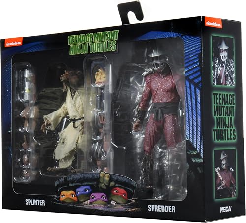 NECA - Mutant Teenager Ninja Turtles (Film 1990) - 7 Inch Scale Action Figure - Pack of 2 Splinter and Shredder - 4