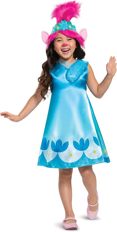 Disguise Trolls World Tour Disfraz de amapola, Trolls World Tour Traje de vestir clásico para niñas, talla para niños extra pequeña (3T-4T)