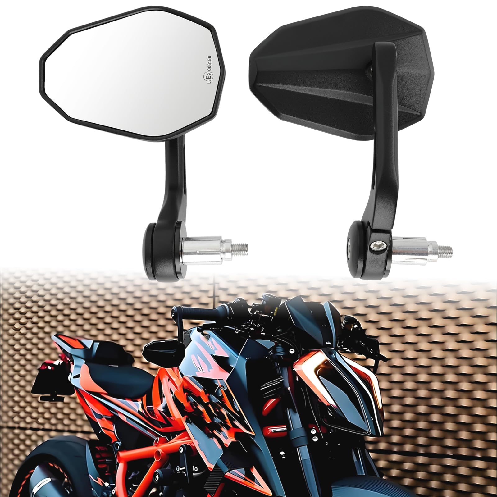 DREAMIZER Specchietti per Moto Omologati E9 Universali, Specchietti Retrovisori per Moto Regolabili 360° 7/8" 22mm Compatibili con Honda Kawasaki Suzuki Yamaha Cruiser Scooter ATV