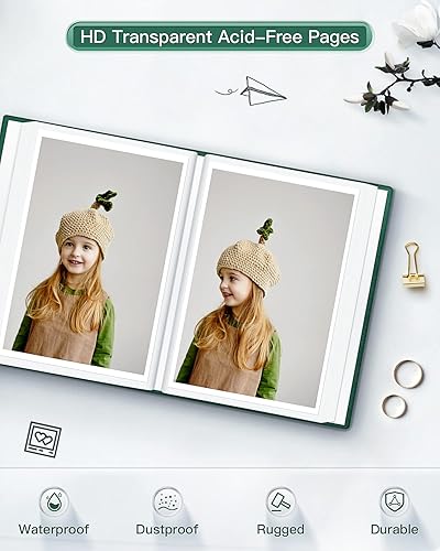 Miniatura 4 de popotop Álbum de fotos de 4 x 6 100 fotos libros con 100 bolsillos verticales, álbumes de cubierta de lino para familia, boda, aniversario, fotos