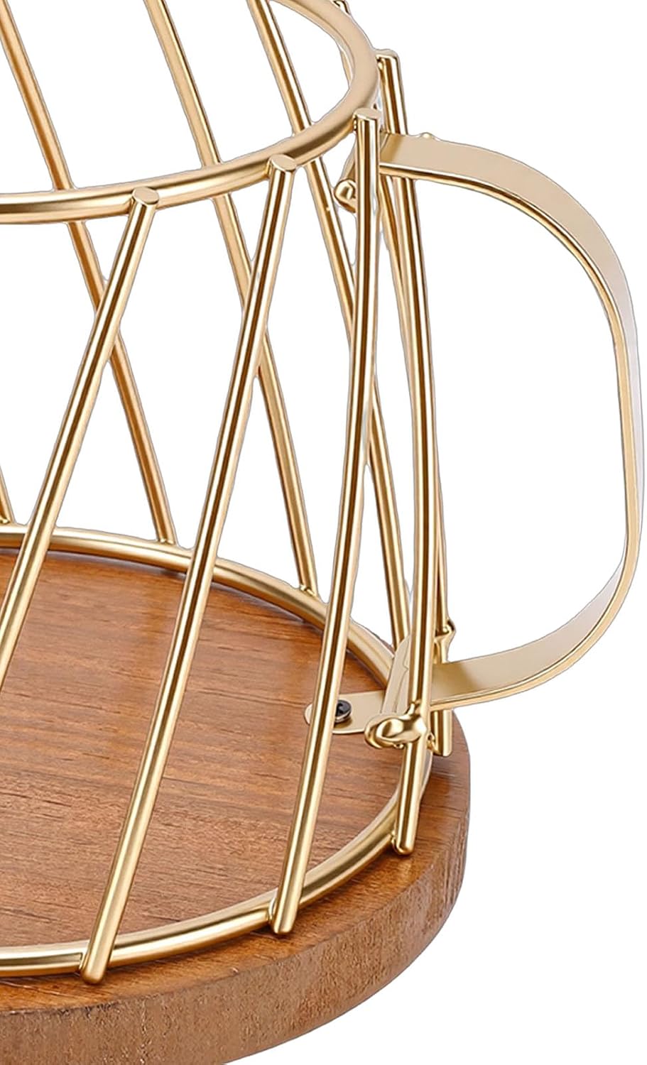 Coffee Pod Holder, Metal and Wood Coffee Pod Organizer with 35-Capsule Storage, Space-Saving K Cup Holder Basket for Small Kitchens and Offices, Gold