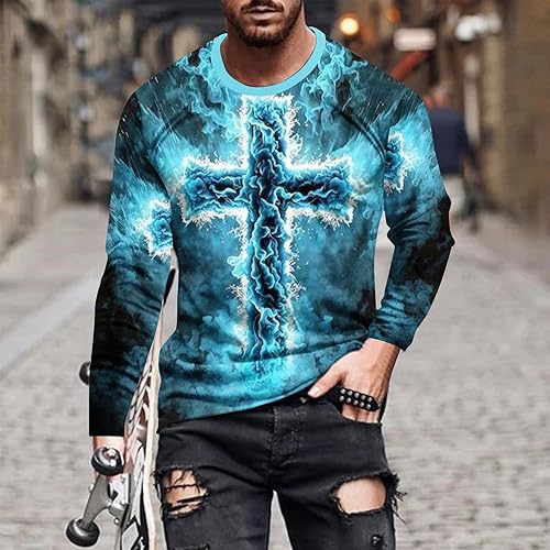 Miniatura 2 de Camisetas de manga larga para hombre, camisetas gráficas divertidas, camisetas de cuello redondo grandes y altas, camisetas deportivas casuales para