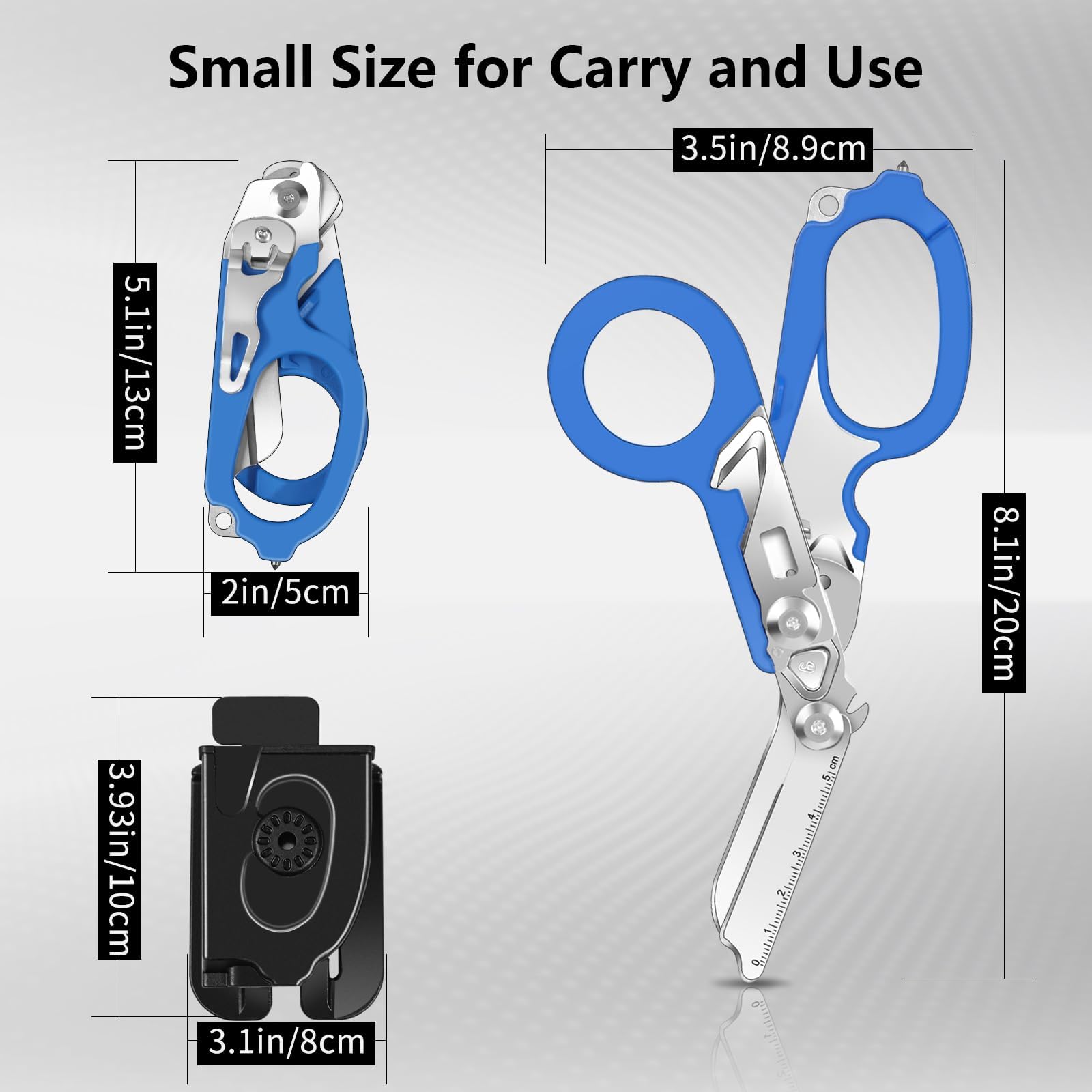 Kevanry 6 in 1 Multi-Function Foldable Trauma Shears with Scissors Pliers & 24 in 1 Multi-Tool Key,Emergency Response Shears with Strap Cutter&Glass Breaker,Rescue Scissors for Outdoor Camping (Blue) - Image 2