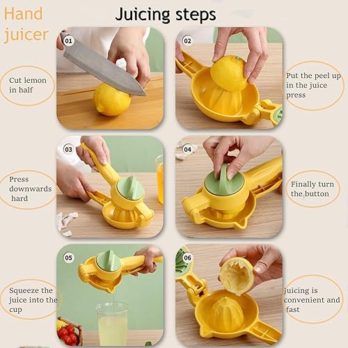 Miniatura 5 de Exprimidor de limón, exprimidor manual de cítricos para limón, lima, naranja, exprimidor de mano resistente, exprimidor de lima de extracción máxima