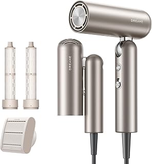 DREAME Pocket Neo Sèche-cheveux Grande Vitesse, 3 Formes pliables, poids léger de 300g, Moteur de 110 000 tr/min, 300 Millions d'ions Négatifs, Température Constante de 57 °C, Séchage en 40s, Gold