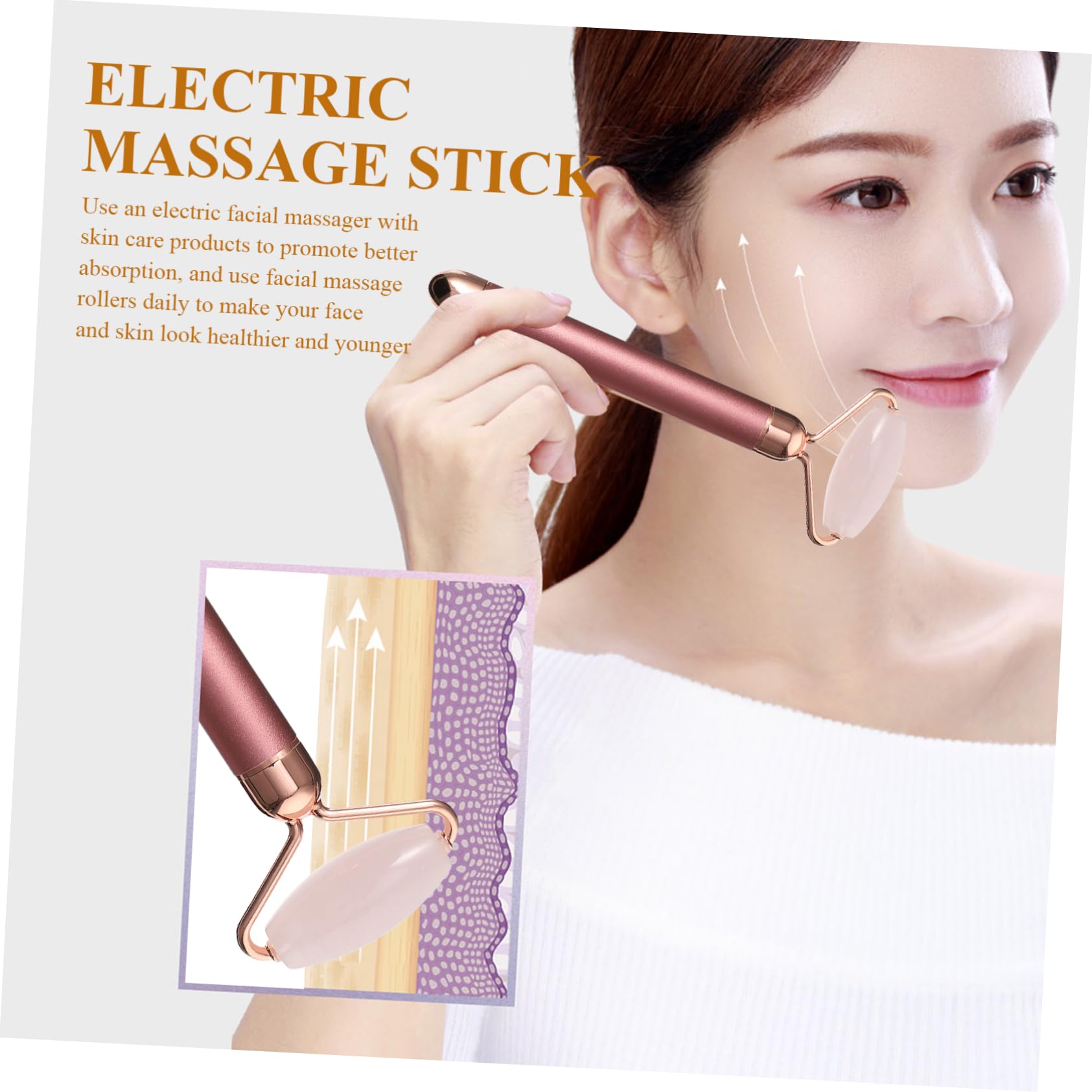 Gatuida Facciale Elettrico in Pietra Naturale Rosa, Kit Per Viso Leggero e Portatile Ad Alta Frequenza Per Tonificare e Rilassare i Muscoli, Uso Professionale e Personale