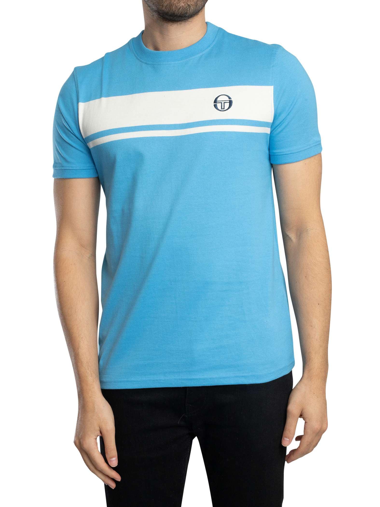 Sergio Tacchini Men's Master T-Shirt, Azure Blue/Gardenia, S