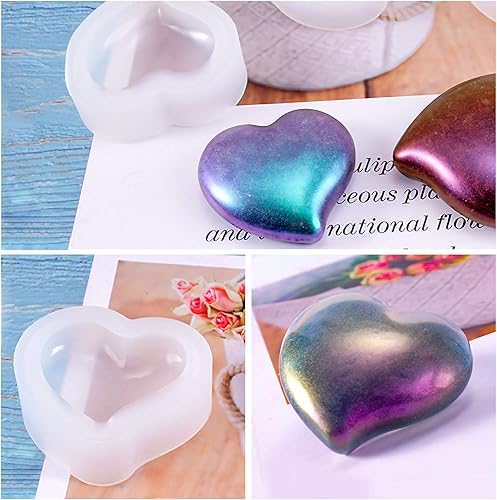 Miniatura 4 de WANDIC 3 moldes de resina epoxi de corazón de silicona, moldes hechos a mano para cubitos de hielo para manualidades, decoración de joyas y