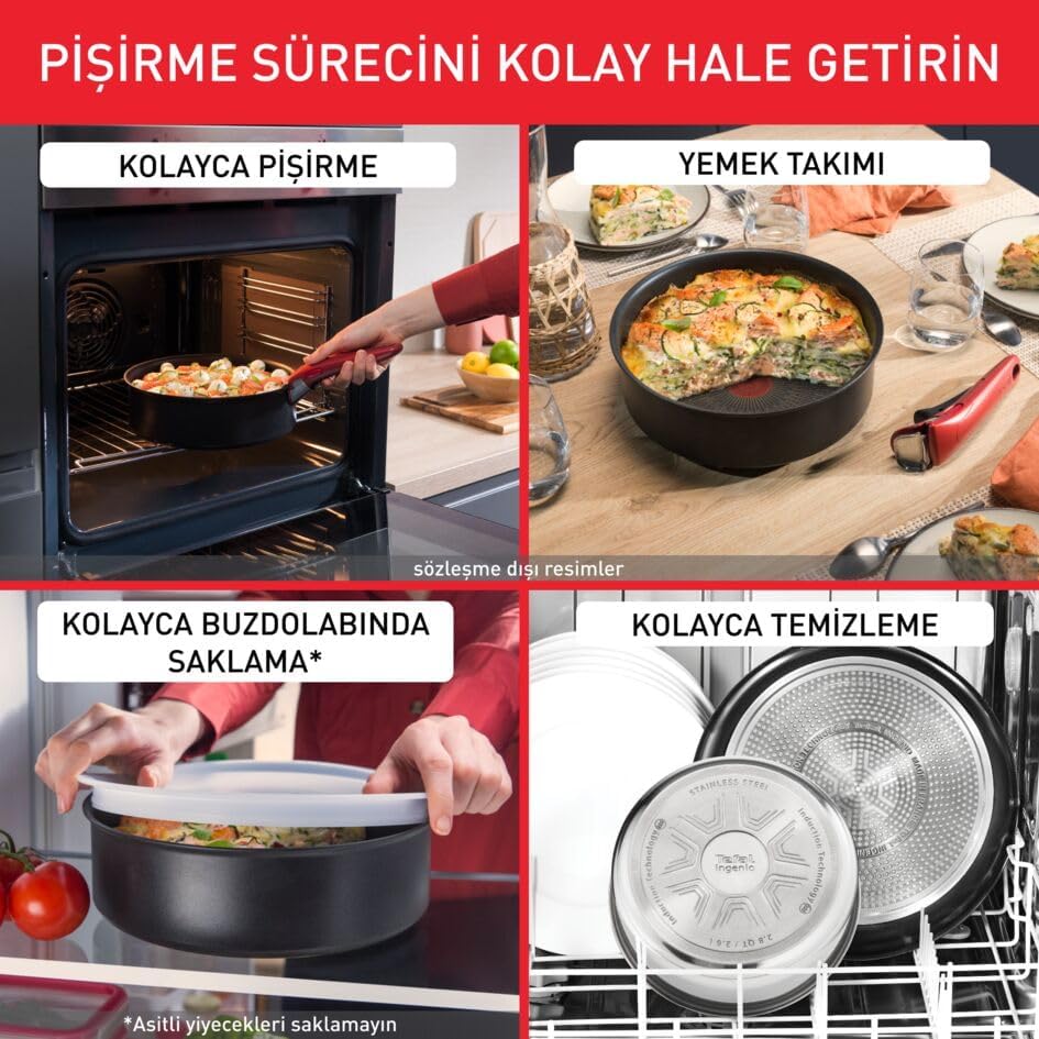 Tefal Titanyum 6X Ingenio UnlimitedOne İndüksiyon Tabanlı 3 Parça Tava Seti - 2100134265 - Görsel 3