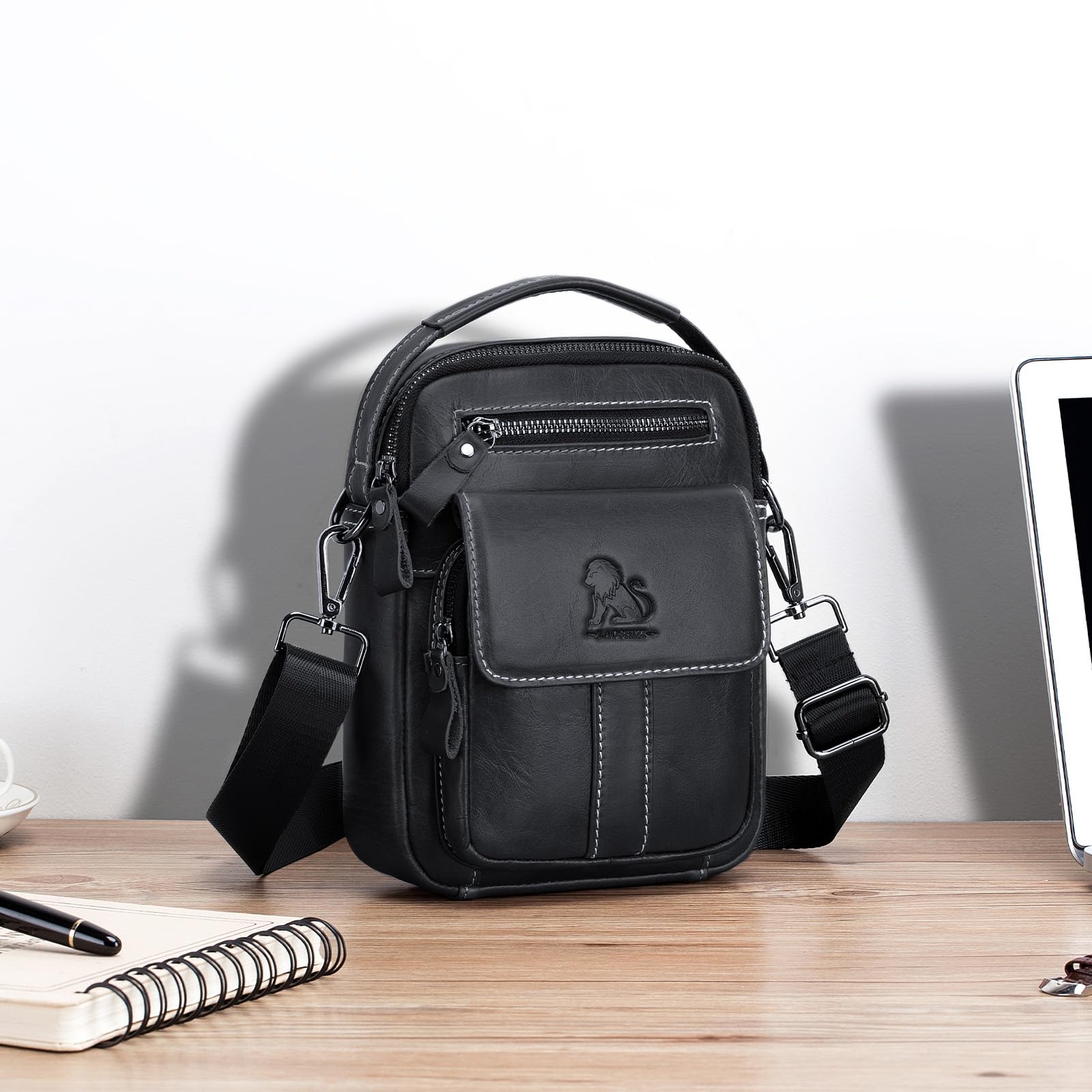 BAIGIO Borsello Uomo Pelle, Borsa a Tracolla Piccola Borsa da Uomini in Vera Pelle Casuale Borse Messenger Borse a Mano Borsa a Spalla per Ufficio Lavoro Viaggio Attività Commerciale