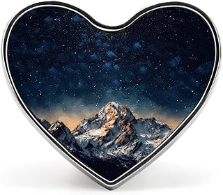 Starry Night The Mountains Cute Badge Heart, Brooch Pins for Women And Men Fashion Jewelry Accessories for Hat Bags Jacket Coat Day Gifts
