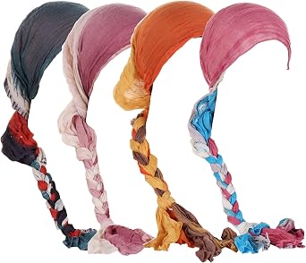 4 Pieces Womens Headband Scarf Braided Colorful Pleated Headwrap Soft Breathable Decorative Anti-Slip Wig Hat Warp