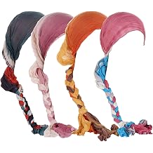 4 Pieces Womens Headband Scarf Braided Colorful Pleated Headwrap Soft Breathable Decorative Anti-Slip Wig Hat Warp