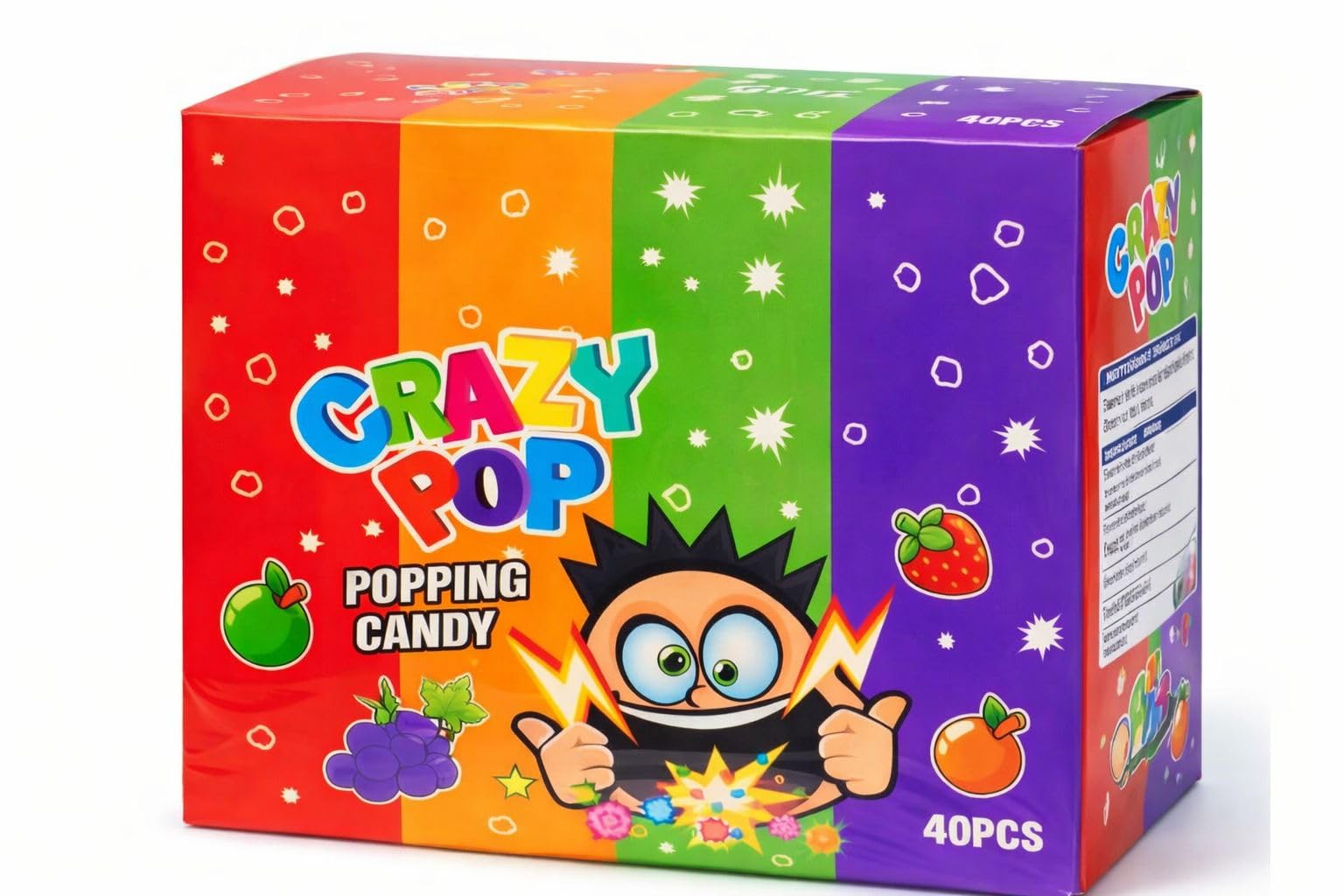 MagicS Pops Popping Candy, Assorted Flavors, Strawberry, Orange, Cola, Grape, Green Apple & Lemon, 40 Sachets of 5.5gm Each Flavor-image-38