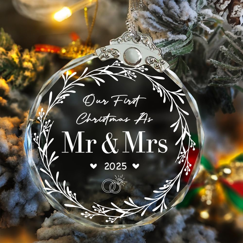 Our First Christmas as Mr. & Mrs. Married Ornaments 2025 Gifts for Couple, 1st Christmas as Mr Mrs Wedding Ornament, Newlywed Bridal Shower Gift, Unique Wedding Ornaments - Image 2