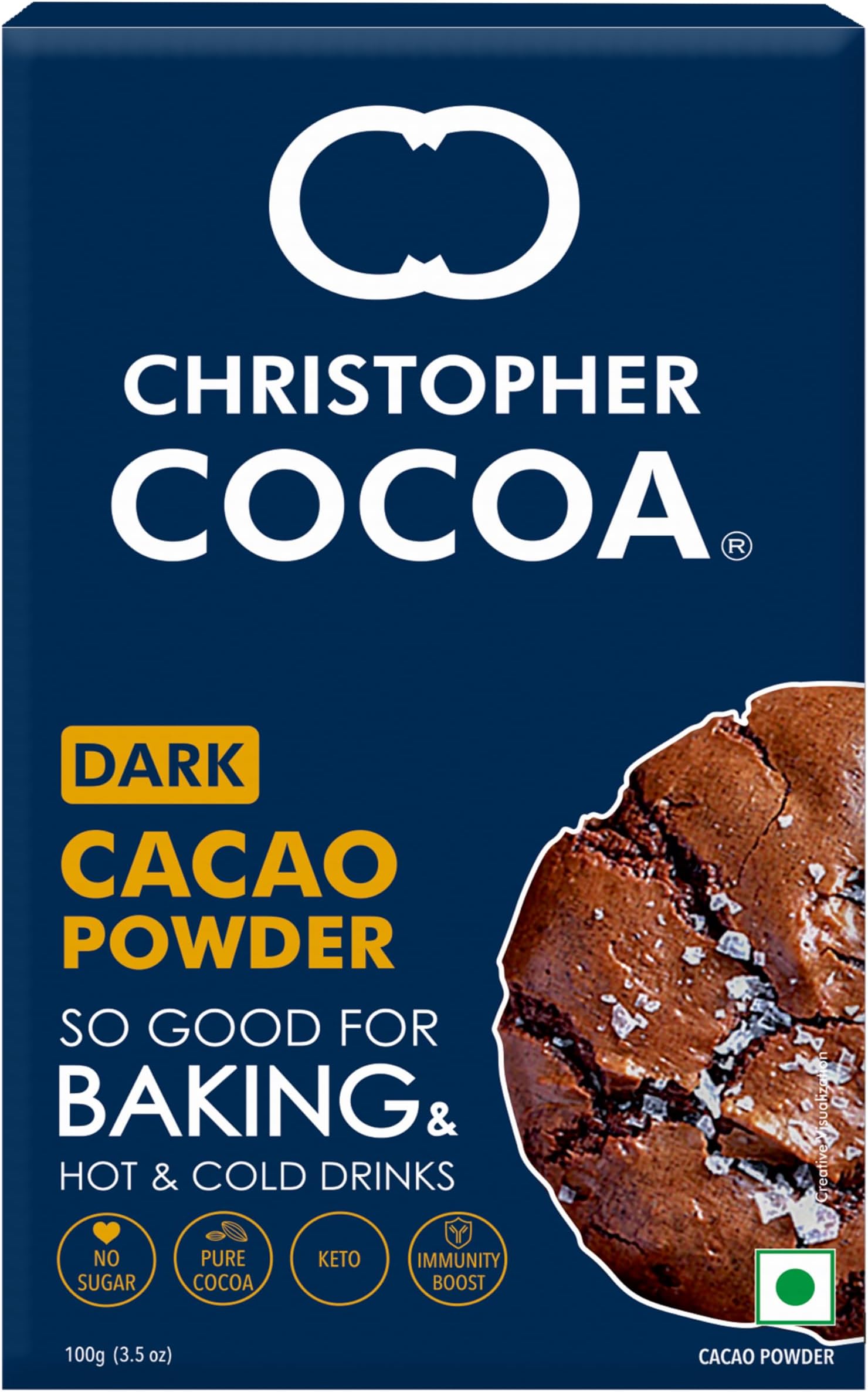 Christopher Cocoa, Dark Cocoa Powder, Unsweetened, 100g