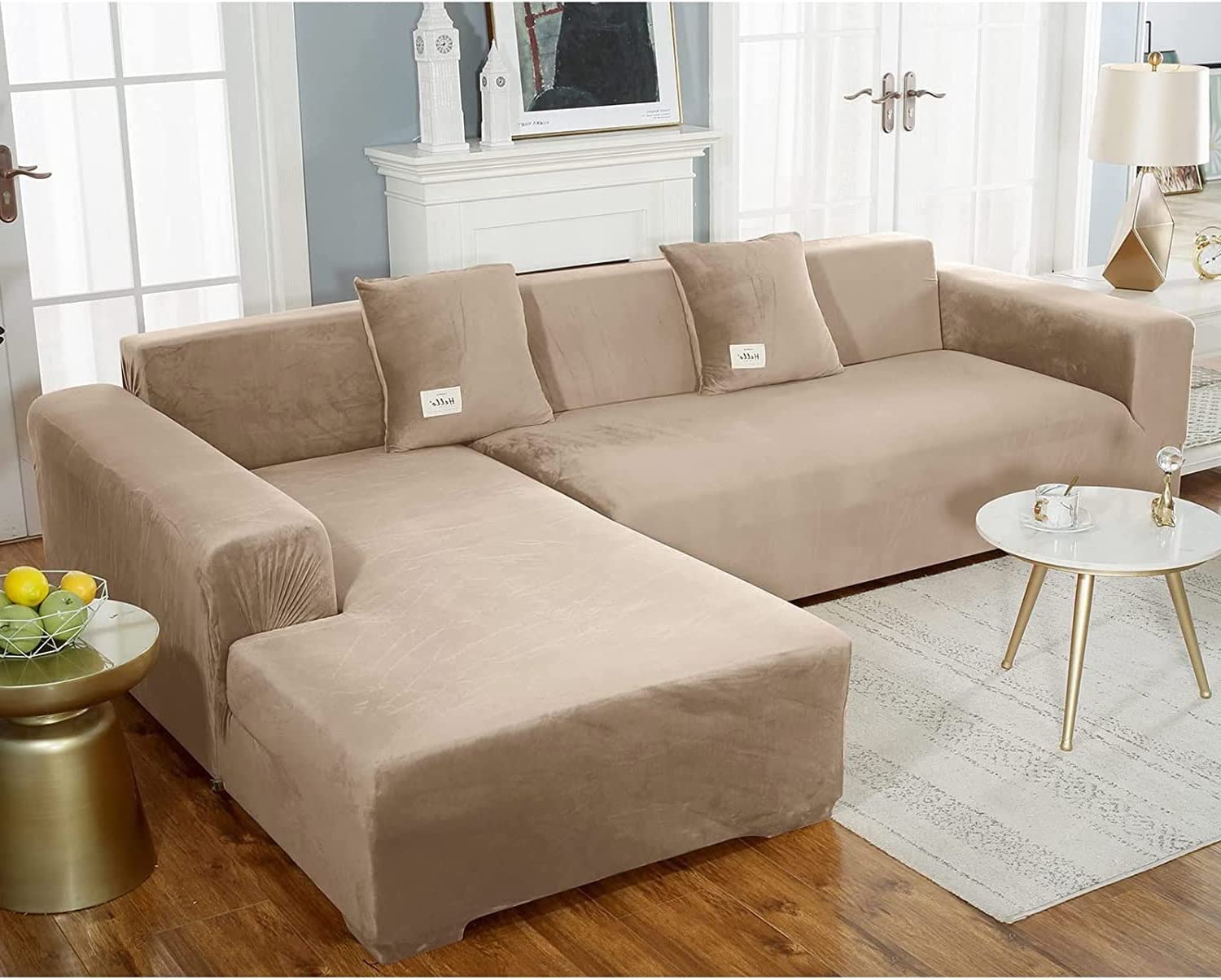 Fundas Sofa Cheslong 1/2/3/4 plazas Terciopelo Funda de Sofa Chaise Longue Elástica Brazo Largo Derecho Izquierda Funda Cubre Sofá de Forma L Protector para Sofá (Color : G, Size : 235-300cm)