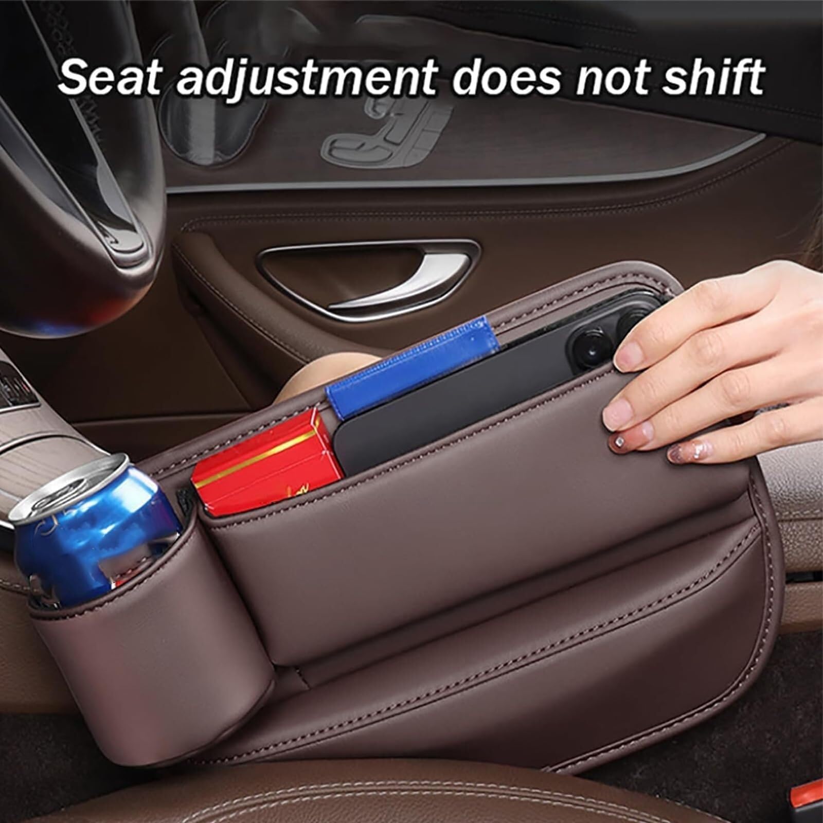 Set 2 Portabicchieri Auto A Clip In Pelle PU – 3-in-1 Per Portiera E Schienale, Capiente, Per Tazze E Bottiglie Fino A 12 Cm