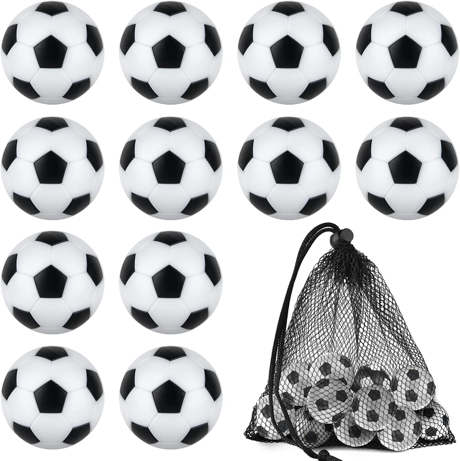 Coopay 12 Pieces 32mm Foosball Balls Table Multicolor Football Soccer Replacement Balls for Official Tabletop Game with a Black Drawstring Bag