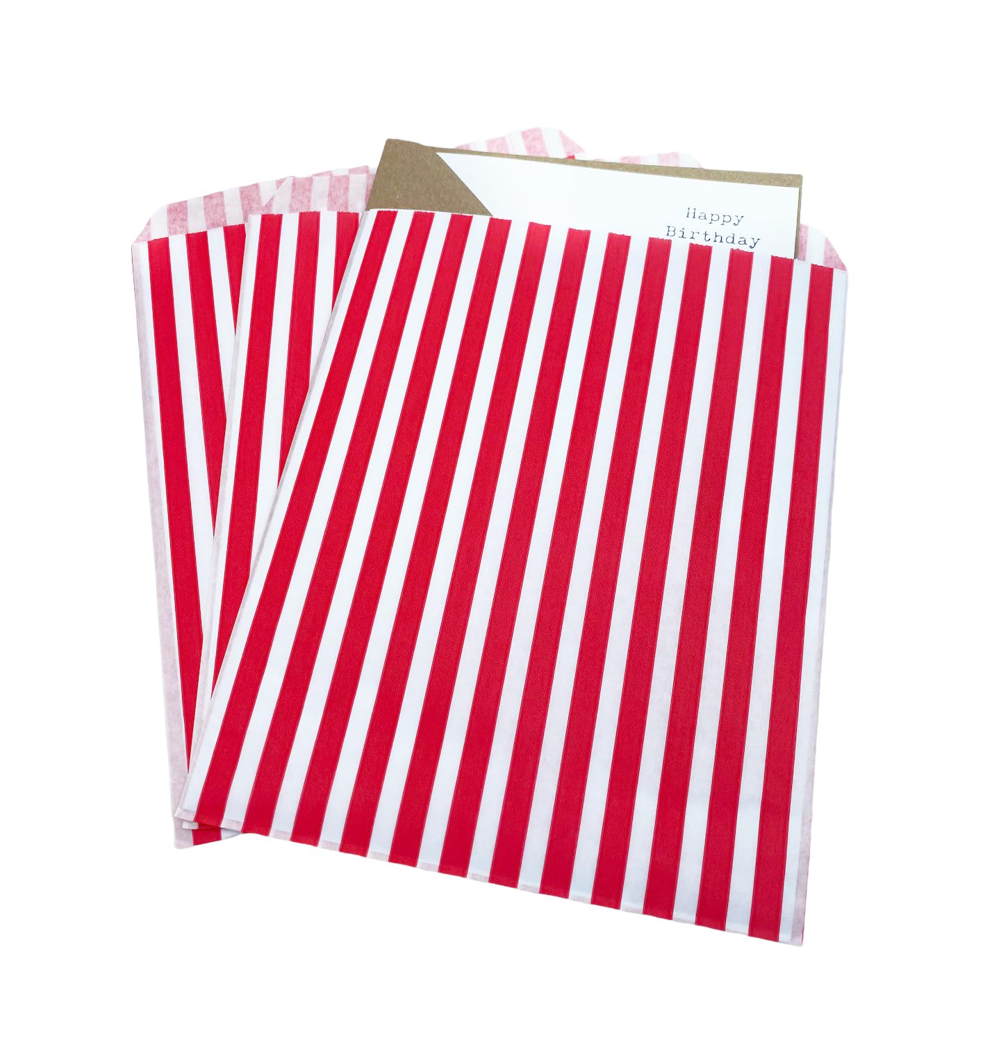 Bag It Plastics Candy Stripe Paper Sweet Bags | Red | 7" x 9" / 175x225mm | Pack of 1000 | Multipurpose Use for Sweets, Popcorn, Wedding Favours, Pick and Mix & Cookies! โ image 1