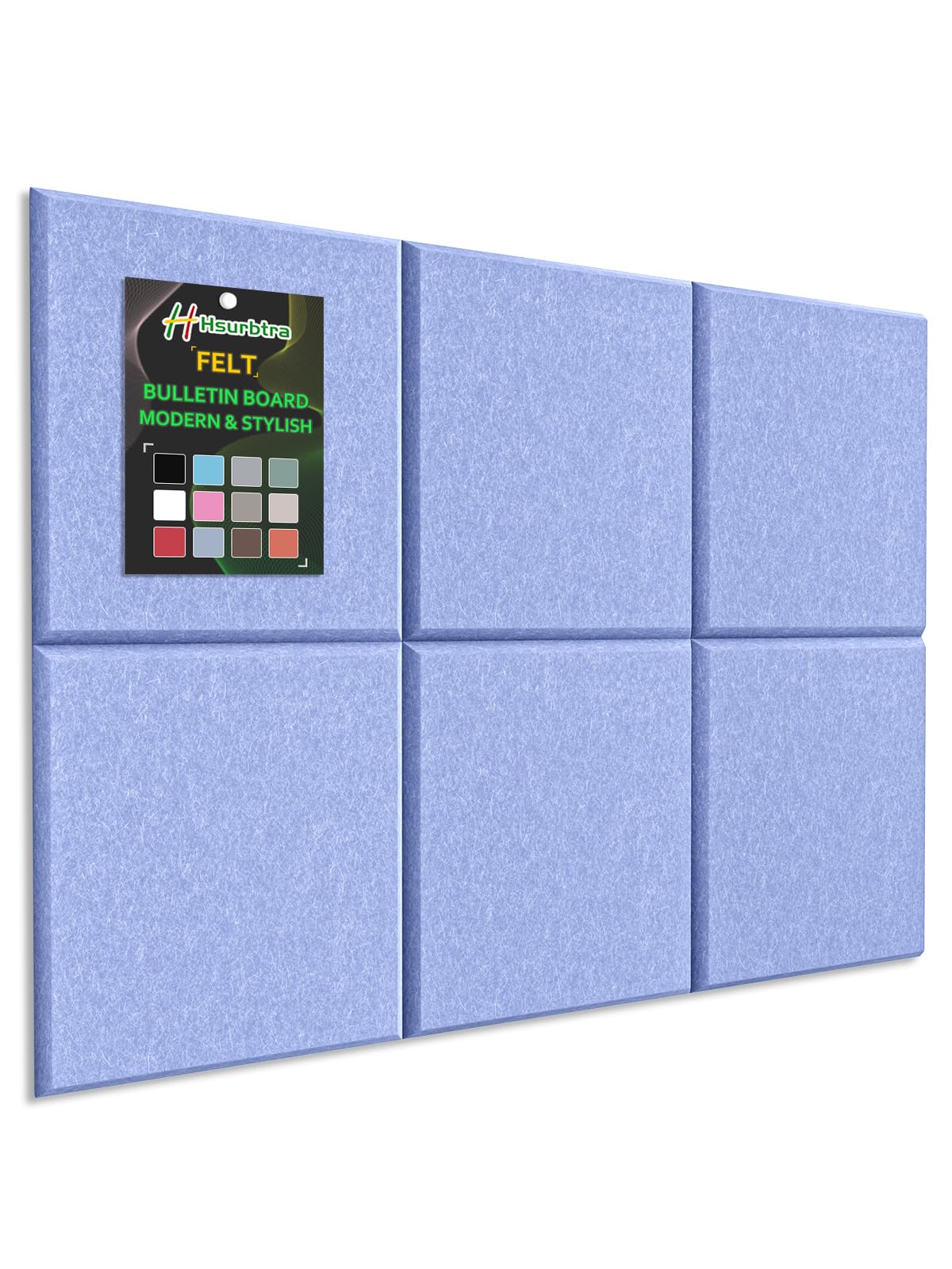 Hsurbtra Cork Board for Wall 24 x 18 Inch, 6 Pack Felt Bulletin Notice Board with Pushpins for Office Home School Farmhouse Wall Decor, Blue