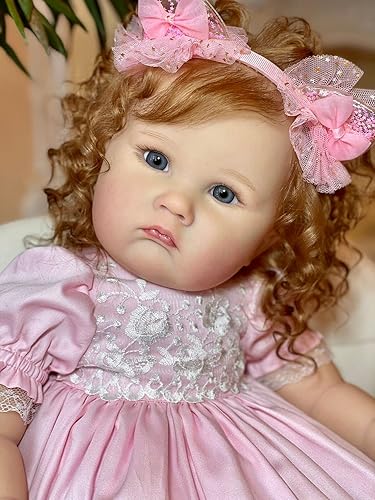 Miniatura 2 de Muñecas de bebé Reborn de 24 pulgadas de vida real grandes y realistas, muñecas de cuerpo de tela con cabello rubio, juguete para niños a partir de