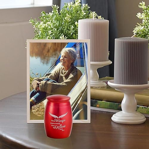 Miniatura 5 de Urnas pequeñas rojas para cenizas humanas, 2.7 x 1.7 pulgadas, mini urnas decorativas de recuerdo para cenizas humanas, mujeres adultasmadres con