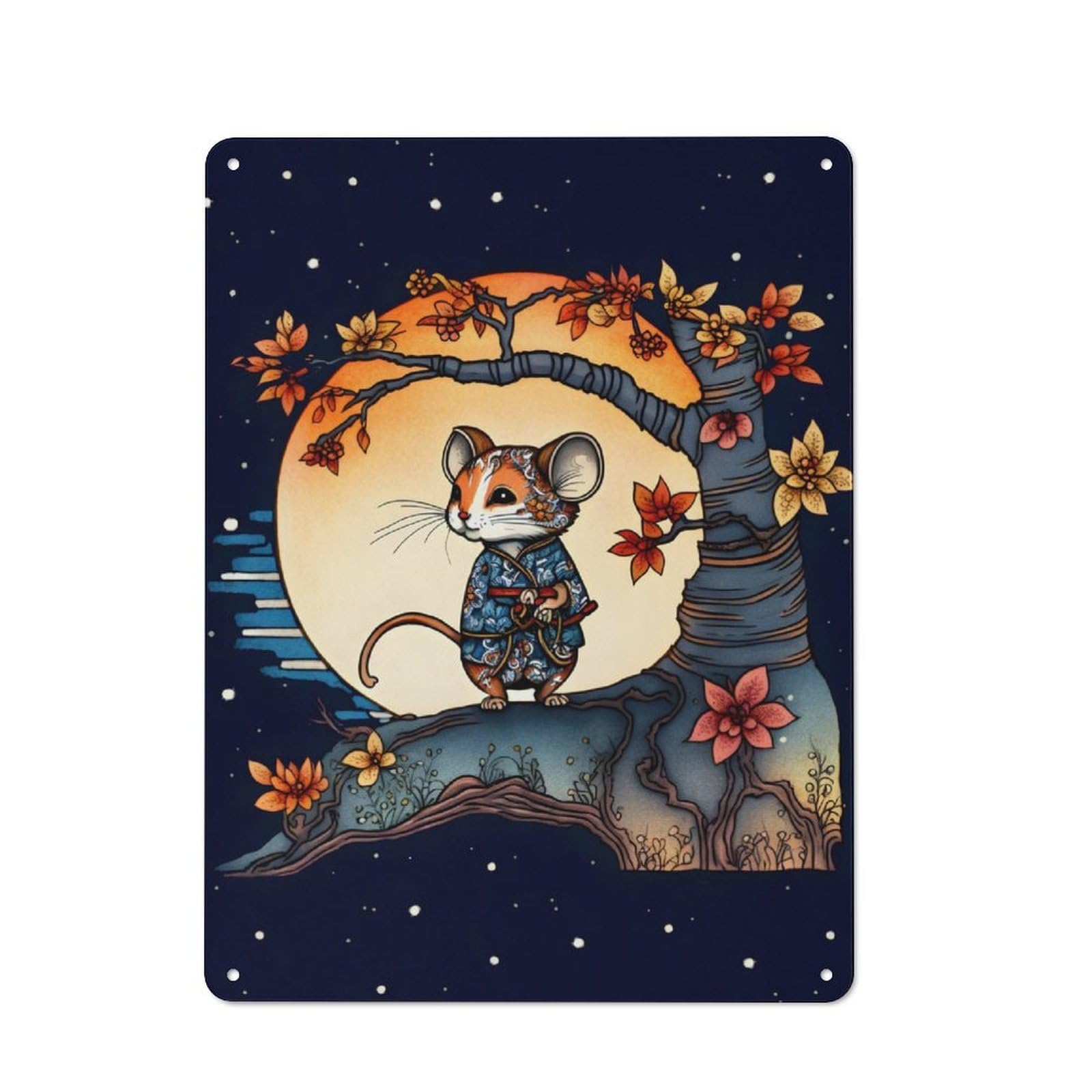 Junmoney Cute Mouse Tin Wall Plaque 40X30cm With For Dining Room Or Kitchen, For Vintage Wall Decor Fans, For Themed Room Decoration