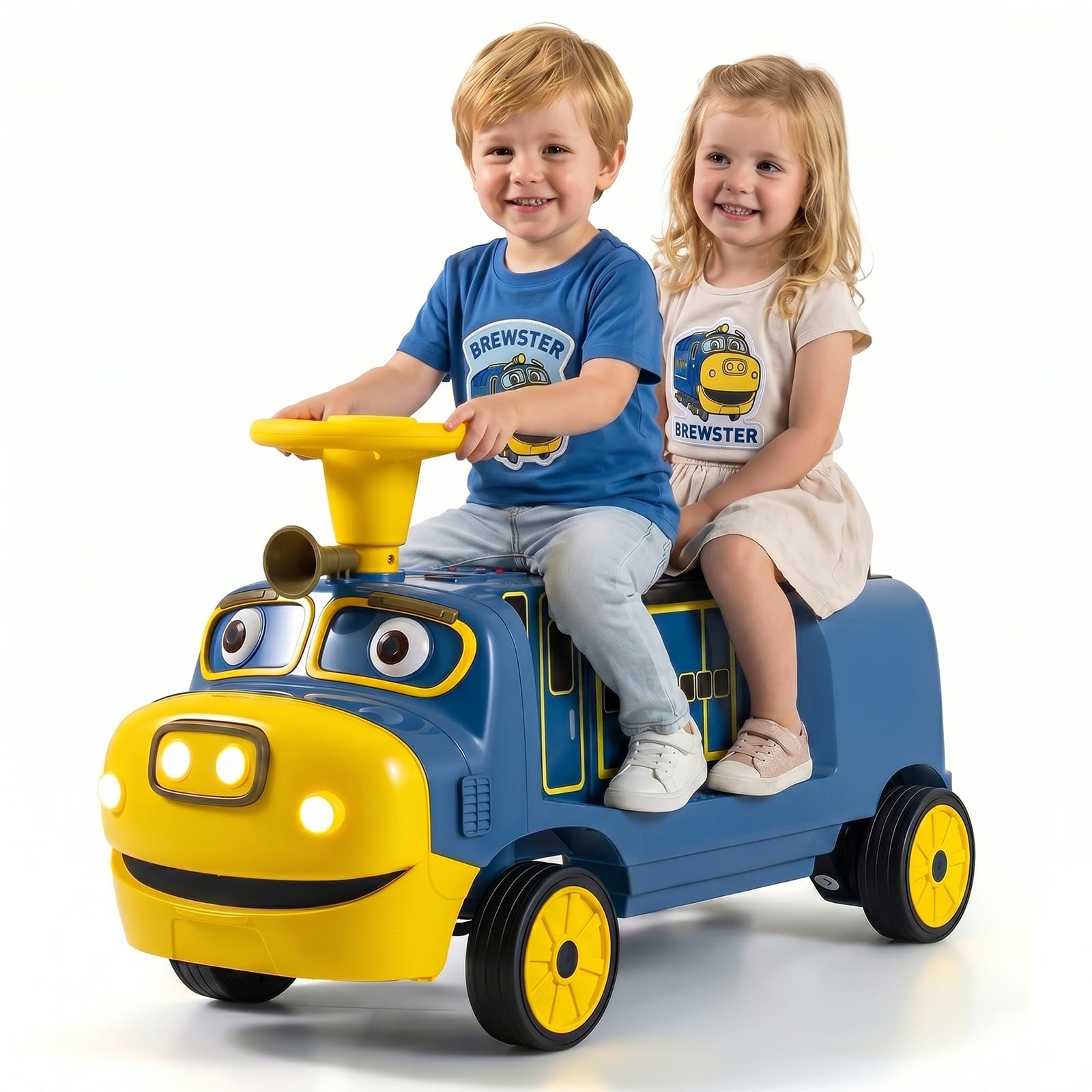 COSTWAY 12V Kids Ride on Car, 2-Seater Children Electric Vehicle (Blue)