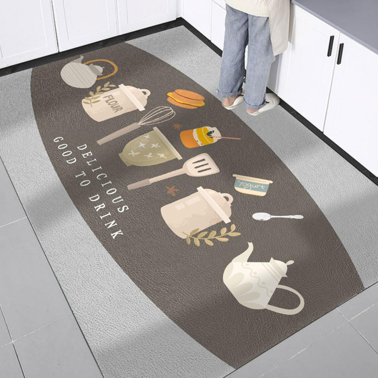 キッチンマット 拭ける 防水 すべり止め付き 北欧 おしゃれ 床保護 はっ水 塩化ビニール [HOG6] キッチンマット 拭ける フリーカット すべり止め付き 北欧 おしゃれ 台所マット 塩化ビニール製 はっ水 ずれない 防