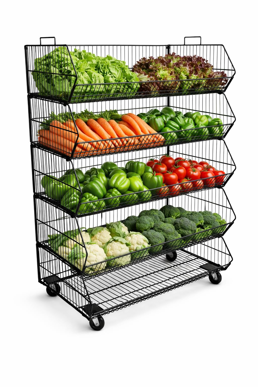 Completeshopfittings Black 5 X Tier Stackable Display Baskets-100Cm