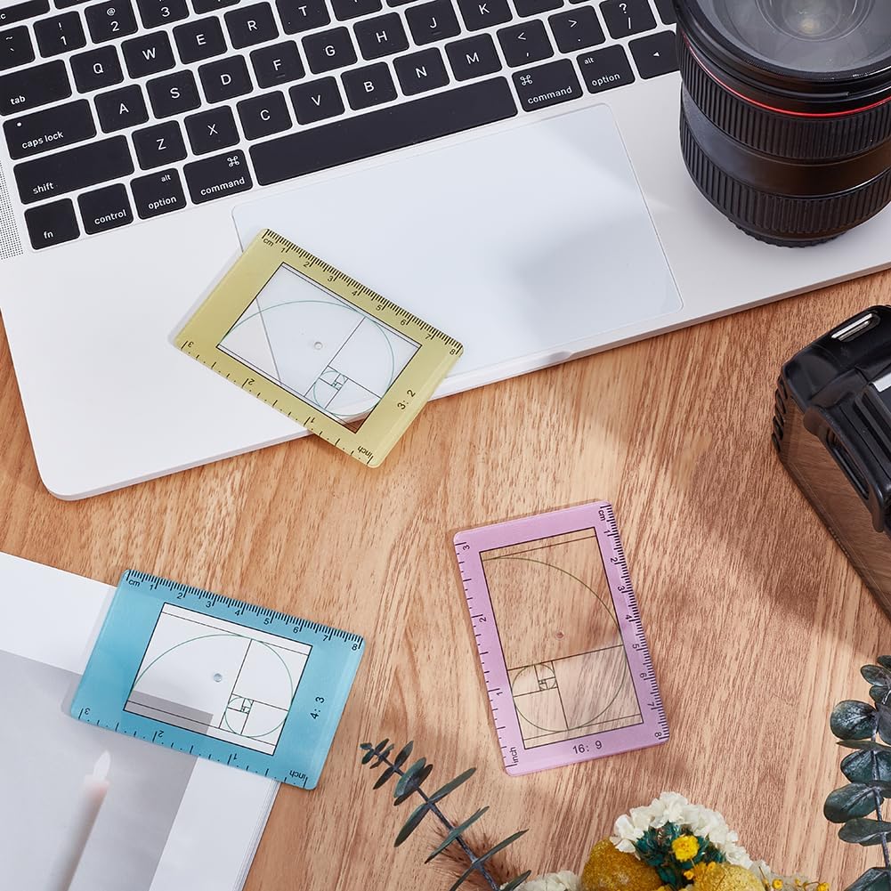 3 Sizes Photo Composition View Finder Tool Portable Golden Spiral Viewfinder Acrylic View Finder Rule for Photography Painters Artists Landscape Catcher Portrait Photography