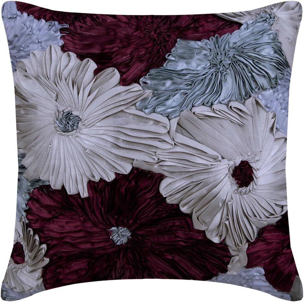 The HomeCentric Pillow Sham Euro, Purple Euro Pillow Covers 26x26 inch (65x65 cm) Silk European Pillow Shams, Nature & Floral, Ribbon Embroidery, Dandelion, Modern Euro Shams - Glory in The Flowers