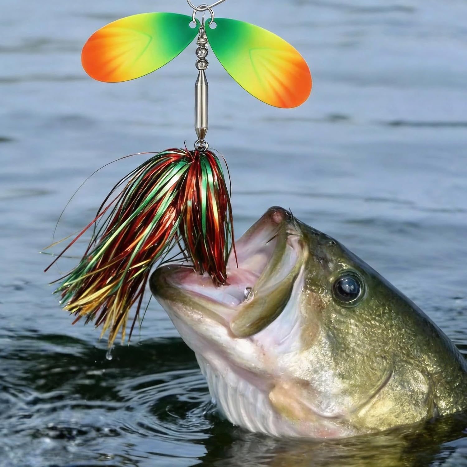 3 Pcs 9 Inch Fishing Lure Spinner Bait Large Musky Spinner Baits for Bass Pike, Steel Treble Hooks, Double Brass Blades, Hard Metal