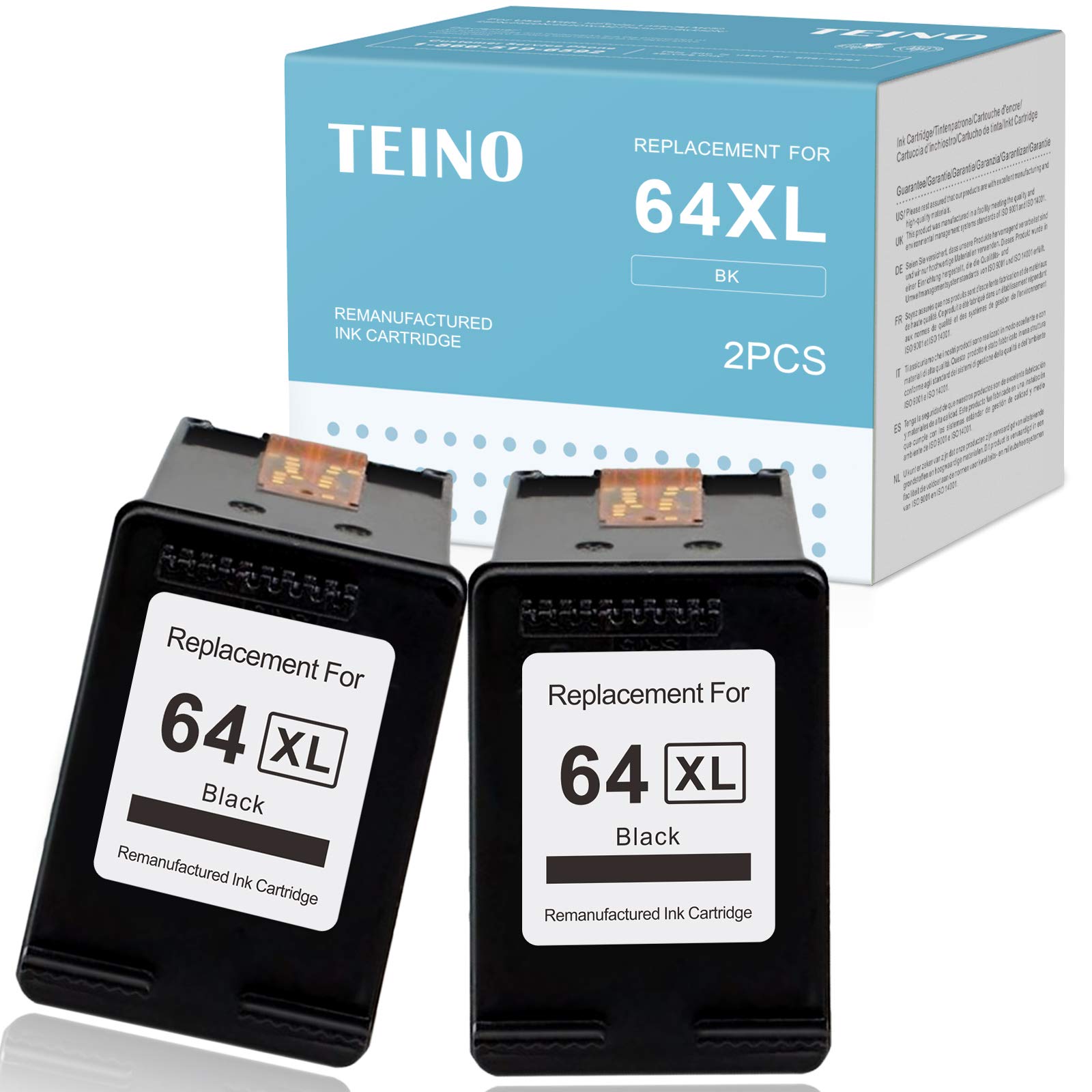 Amazon.com: Teino - Cartucho de tinta remanufacturado para HP 64XL 64 XL  (sustituye a HP Envy Photo 6222 6230 6255 6220 6252 6258 6232 6234 7120  7155 7855 7858 7158 7830 7864 7130 7134 7164 7820, 2 unidades), color negro  : Productos de Oficina